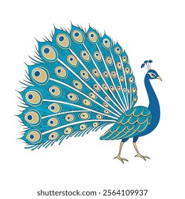 colorful Peacock Cartoon Animal Nature Icon Concept Isolated design