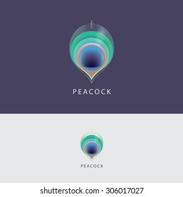 Colorful peacock feather logo design element for business visual identity