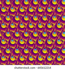 Colorful peacock feather seamless vector pattern