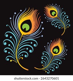 Colorful Peacock Feathers in Vibrant Vector Design