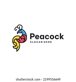 colorful peacock logo design premium