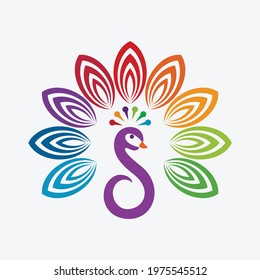 Colorful peacock logo icon vector template design