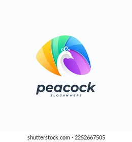 Colorful peacock logo vector illustration modern style.