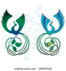colorful peacock silhouette