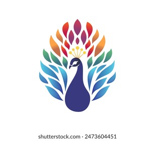 logotipo de Ilustración vectorial de pavo real colorido	
