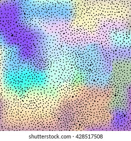 Colorful Pearl Background with Black Dots. Abstract Vector Texture. 