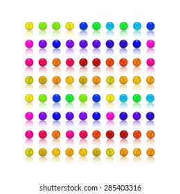 colorful pearls, colorful candy rams square, vector illustration