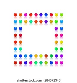 colorful pearls frame, colorful candy rams frame with white background, vector illustration