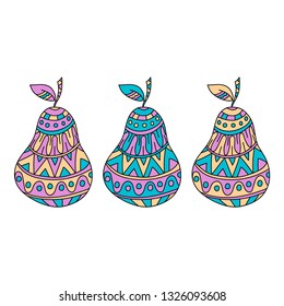 Colorful pears. Vector image.