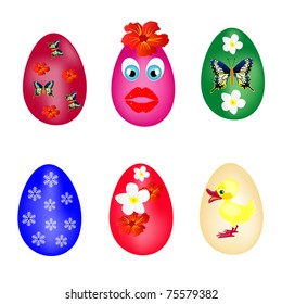 Colorful peaster egg with pattern and drawing