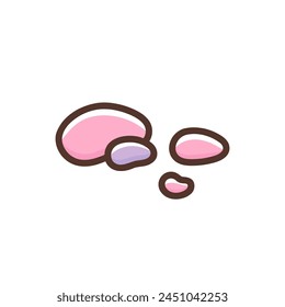 Colorful pebbles. Cute stones. Underwater decor. Nautical beach decoration. Vector illustration. Design element or icon isolated on white background
