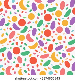 Colorful Pebbles Seamless Pattern.A vibrant and natural seamless pattern with colorful pebbles on a white background. 