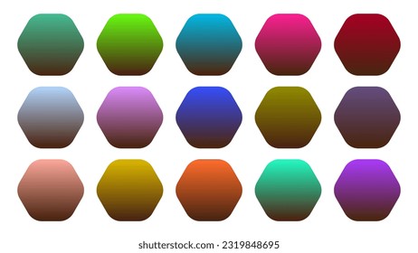 Colorful Pecan Color Shade Linear Gradient Palette Swatches Web Kit Rounded Hexagons Template Set
