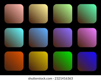 Colorful Pecan Color Shade Linear Gradient Palette Swatches Web Kit Rounded Squares Template Set