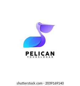 colorful pelican logo design template