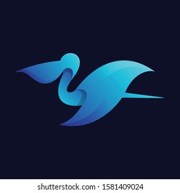 colorful pelican logo design vector