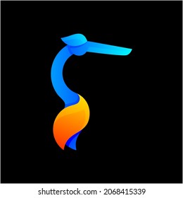 colorful pelican logo design vector