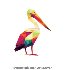 Colorful Pelican Polygonal low poly logo icon. vector low poly of Pelican