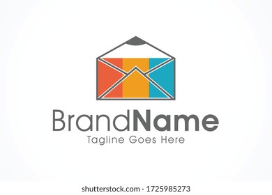 colorful pen envelop write mail logo icon