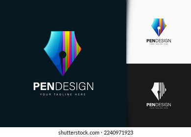 Colorful pen logo design with gradient