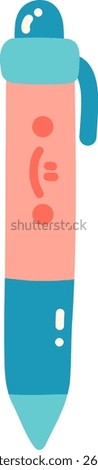 Colorful pen with playful design featuring pink body, blue accents, and whimsical details. This writing instrument is perfect for adding fun touch to school supplies or office essentials
