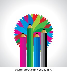 colorful pencil with colorful abstract 