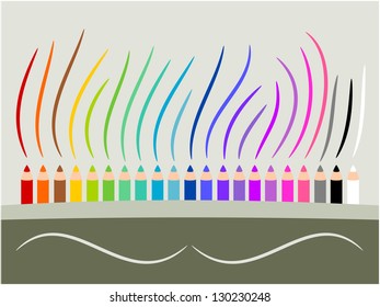 Colorful pencil crayons background in draw concept illustrator