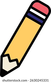 Colorful pencil icon with eraser in flat style