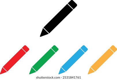 Colorful pencil icon set in different colors . Pen icon vector