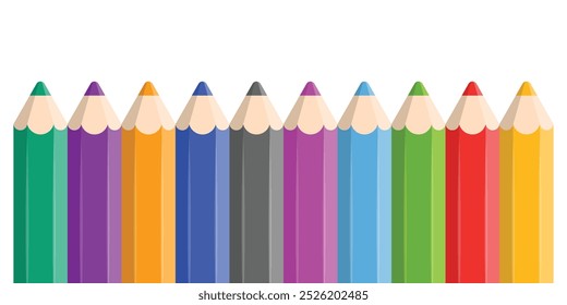 Colorful pencil icon set in flat style. Crayon vector illustration on isolated background. Drawing equipment sign business concept.