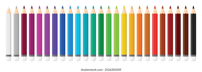 Colorful pencil icon set in flat style. Crayon vector illustration on isolated background. Drawing equipment sign business concept.