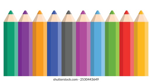 Colorful pencil icon set in flat style. Crayon vector illustration on isolated background. Drawing equipment sign business concept.