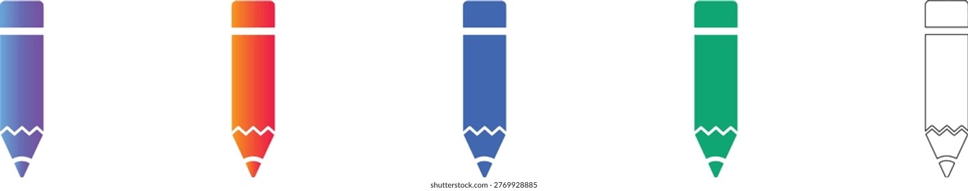 Colorful Pencil Icon Set Vector Illustration vol 1220