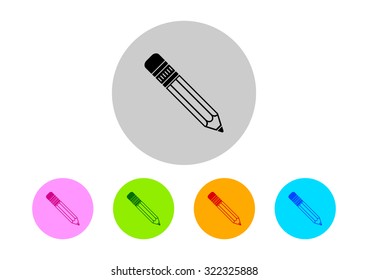Colorful pencil icons on white background