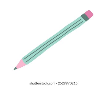 Colorful Pencil Illustration Isolated on White Background. Concept of School Supplies, Writing Tools, Stationery Design. Simple and Minimalist Style for Education and Creativity. Print, icon