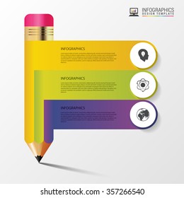 Colorful pencil Infographics. Modern design template. Vector illustration.