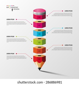 Colorful pencil Infographics step option. Vector illustration.