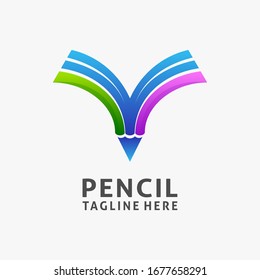Colorful pencil logo design in book shape
