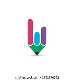 Colorful pencil logo design vector template.
