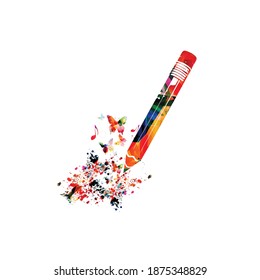 Colorful pencil with musical notes isolated. Creative writing, composing music, education concept vector illustration 