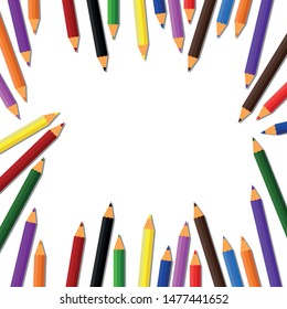 Colorful pencil on the white background, rainbow colors. Vector template illustration