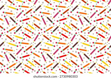 Plano de fundo de padrão de lápis colorido. Padrão de papel de carta desenhado à mão. Lápis desenhos animados padrão fundo. De volta ao conceito da escola. Conceito de formação educacional.