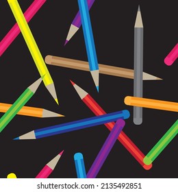 Colorful pencil seamless pattern. Vector illustration.