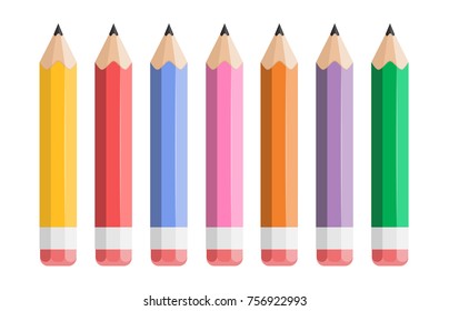 colorful pencil set flat design icon