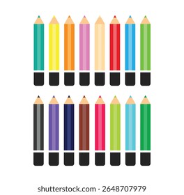 Colorful pencil set in flat vector style