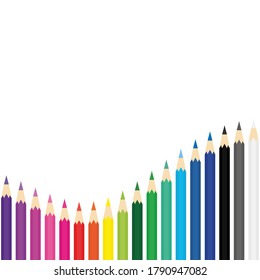 Colorful pencil set icons. Back to school. Stock vector illustration isolated on white background.