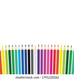 Colorful pencil set icons. Back to school. Stock vector illustration isolated on white background.