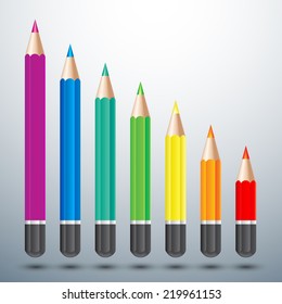  colorful pencil set vector illustration