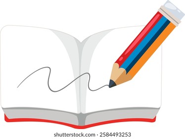 Colorful pencil sketching in an open notebook