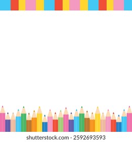 Colorful pencil square frame illustration